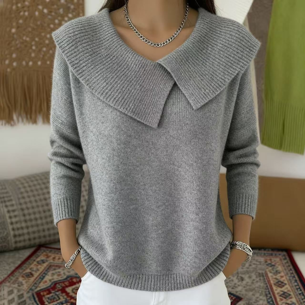 Maglione invernale con colletto